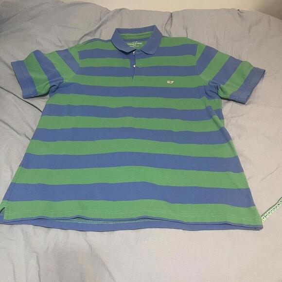 Vineyard Vines Men’s XL Slim Fit Polo Blue And Green Stripe - Picture 9 of 9